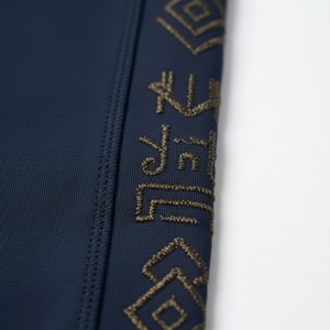 Pantalones Deportivos de Lona Azul Marino para Hombre, Personalizados, de Peso Medio, con Raya Lateral Dorada Bordada, Corte Ajustado, Estilo Jogger, Fabricante de Ropa Urbana - Product Image 3