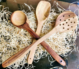 Cuillères en bois Décor de cuisine Restaurant et hôtel Design Couverts naturels avec design de finition peint pour la décoration intérieure - Product Image 4