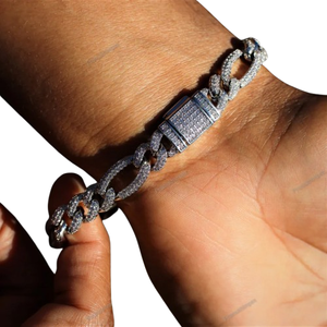 สร้อยข้อมือคิวบาลิงค์ประดับมอสซาไนต์ VVS ชุบทองคำขาวบนเงินแท้ 925 สไตล์ฮิปฮอปสุดหรูและสง่างาม - Product Image 1