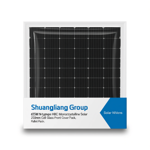 Panneau solaire monocristallin HBC de type N 655W du groupe Shuangliang, cellule de 210 mm, couvercle avant en verre, emballage sur palette - Product Image 2