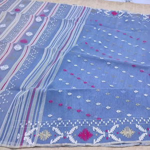 Exclusivo Deshi Dhakai Jamdani Sharee Calidad de exportación para mujeres TELA JAMDANI Azul ROJO VERDE Dorado de Bangladesh - Product Image 1