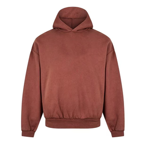 Sudadera con capucha de algodón pesado de gran tamaño, ropa de calle, sudadera holgada con capucha, sudadera informal con estilo, sin bolsillo y cremallera - Product Image 2