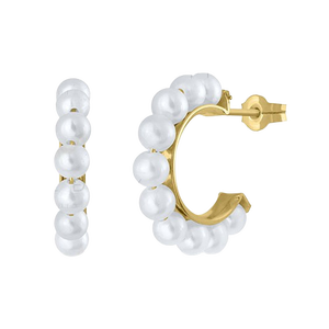 9K Solid Gold Pearl <b>Fine</b> <b>Earrings</b> (Available in 10K-14K-18K) Women Kids Ear Clip Screw Back Made in Spain - Product Image 1