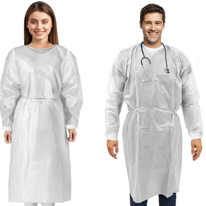 Bata de aislamiento médico desechable ecológica no tejida impermeable protectora de manga larga soldada para laboratorio de clínica de Hospital - Product Image 6