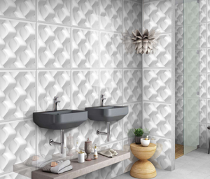 3D กระเบื้องในขนาด600X600Mm พอร์ซเลนขัดกระเบื้อง Vitrified มีพื้นผิวมันวาวที่ใช้ในการพักผ่อน - Product Image 4