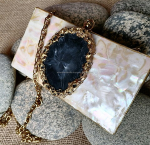 Mother of <b>Pearl</b> Women Fashion Beach Style <b>Handbag</b> Clutch Bag Ladies Purse Women Clutch Purse for Wedding by LUXURY CRAFTS - Product Image 2