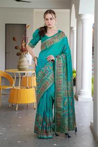 Beautiful <b>Pashmina</b> Work Soft Silk Green Saree With Fancy Blouse For <b>Wedding</b> Party Most Selling Women Girl Exclusive Ethnic Wear - Product Image 6