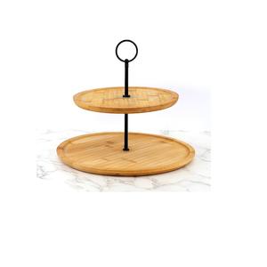 แท่นวางเค้กไม้สามชั้นดีไซน์ล่าสุดทำจากไม้อะคาเซียรูปทรงกลม - Product Image 3