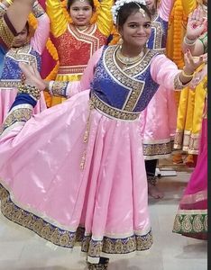 Fantezi çocuk dans giyim çocuklar performans elbise dans kostümleri klasik lehenga <span class=keywords><strong>choli</strong></span> dupatta elbise sahne performansı için - Product Image 6