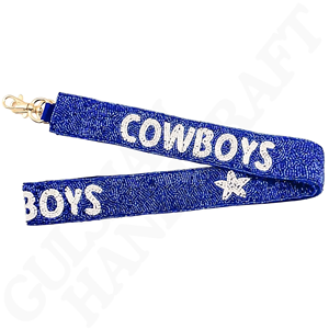 Sangle de sac à main perlée COWBOYS Sangle de sac à bandoulière d'inspiration occidentale artisanale avec lettrage audacieux, conception durable pour le jour du match - Product Image 1