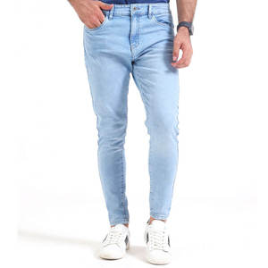 Jeans en denim pour hommes, style streetwear, coupe régulière, taille mi-haute, respirant, léger, impression de logo personnalisée - Product Image 1