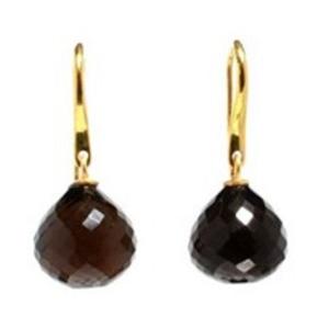 มาใหม่สโมคกี้บุษราคัมพลอยสตั๊ดพลอย925เงินสเตอร์ลิงลูกแพร์รูปร่างต่างหู - Product Image 1