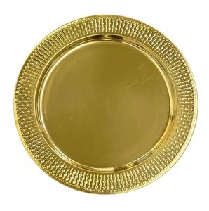 Placa de cargador de Metal chapado en oro brillante, forma redonda martillada para platos de cena de Mesa para el hogar y la boda - Product Image 2