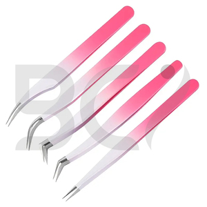 Ensemble de 5 pinces à cils pour greffe, outils de maquillage de beauté en acier inoxydable, pinces pour extensions de cils volume - Product Image 6