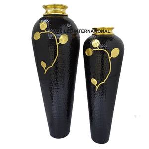 Jarrón de Flores Redondo con Acabado Plateado, Textura Martillada, Hecho a Mano, de Lujo, para Decoración del Hogar, Precio de Fábrica - Product Image 3