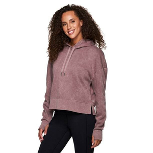 XL Size Women's Winter <b>Mid</b>-<b>Layer</b> Fleece Pullover Hoodie 60% Cotton 40% Polyester Soft Ribbed Cuffs Hem Front Pouch Active Logo - Product Image 2