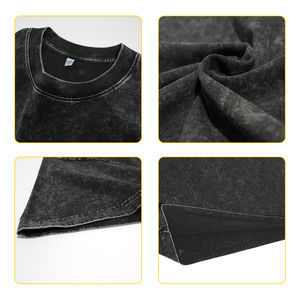 Vintage col rond t-shirts lavé Boxy Fit blanc haute qualité O cou t-shirt pour hommes couleur bloc surdimensionné t-shirt - Product Image 5