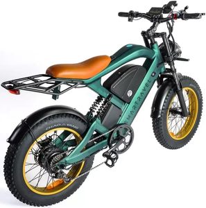 Moto elettrica per adulti, picco 5000W doppio motore | 52V 50AH 2600Wh doppia batteria | 40mph | 20 "x 4" pneumatico Fat Bike con GPS APP - Product Image 4