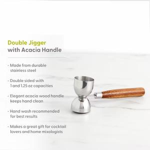 Jigger de Barra de Doble Cara con Mango de Acero Inoxidable y Madera, Herramienta de Medición de Cócteles de Precisión con Agarre Fácil y Vertido Equilibrado - Product Image 4