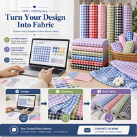 Tissu imprimé personnalisé à motif quadrillé Vichy, impression numérique OEM ODM, plusieurs bases pour robes, foulards, sacs, textiles de maison, faible MOQ