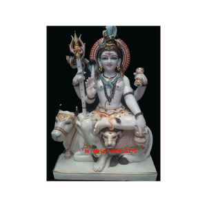 Sculpture de Shiva assis sur Nandi en marbre blanc naturel, design populaire fait à la main, la plus belle, à utiliser pour la maison et le temple - Product Image 1