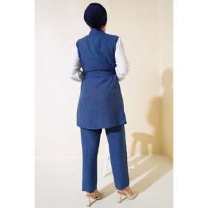 ชุดเซ็ต 2 ชิ้น ประดับเข็มขัดที่เอว สีคราม - Product Image 4