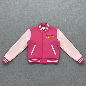 Chaquetas Varsity de Moda Casual Más Vendidas con Bloques de Color y Mangas de Cuero para Mujer, Chaqueta Acolchada de Algodón Grueso y Elegante - Product Image 3