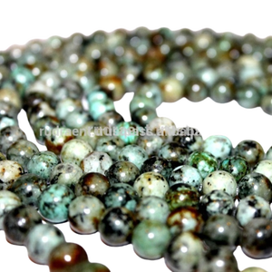 ลูกปัดเทอร์ควอยซ์สไตล์แอฟริกันทรงกลมแบบหลวมอัญมณีธรรมชาติสำหรับทำเครื่องประดับราคาส่ง - Product Image 6