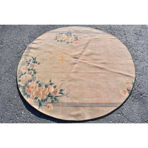 Classique Beige Vert Vintage Tapis Turc 5.4X5.4 ft Grande Surface Laine Latex Patchwork pour Couloir Chambre Chambre Chevet - Product Image 3