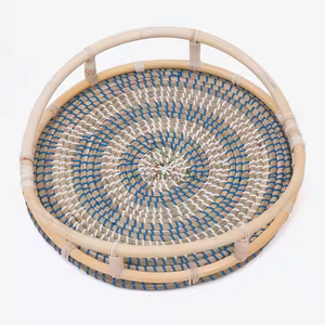 Plateau en rotin rond tissé à la main pour le thé, le café et la décoration de la maison - Product Image 5