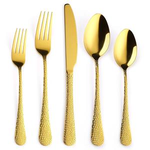 Juego de cubiertos y cuchillos martillados personalizados modernos al por mayor, cuchara y tenedor de acero inoxidable, regalo de inauguración de la casa - Product Image 6