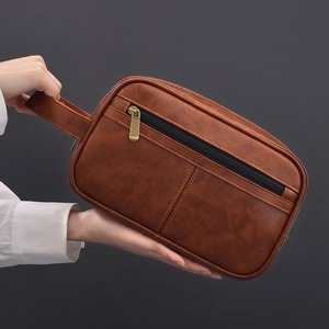 กระเป๋าเครื่องสำอางหนังแท้มีซิปปิดสำหรับเดินทางความจุมากโลโก้ตามสั่งจากโรงงาน - Product Image 5