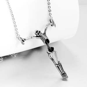 Jeulia Gold Plated <b>Titanium</b> Steel Skull Skeleton Link <b>Chain</b> Men's Necklace - Product Image 3