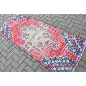 Alfombra Decorativa Vintage de 2.8x6.9 pies (85x210 cm), Alfombra Turca con Diseño Floral Rojo - Product Image 4