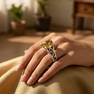 Vintage 925 Silver Oval Cut Topaz <b>Ring</b> Prong Setting Gemstone <b>Rings</b> Unisex Everyday Wear Jewelry - Product Image 3