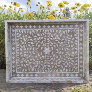 Incrustation d'os écologique faite à la main et plateau de service en nacre plateau de petit-déjeuner pour les occasions alimentaires - Product Image 2