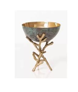 Michael Arms Direct India's Customized New Arrival Acero inoxidable Silver Fruit Salad Mixing Bowl Golden Stand Serving Curry - Product Image 1