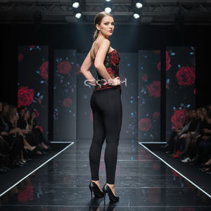 Corsé Sublimado, Corsé Rojo y Negro con Estampado Floral, Corsé de Alta Resistencia con Varillas de Acero, Fabricante de Lencería y Bustiers - Product Image 5