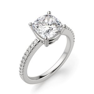 Bague de fiançailles en diamant taille coussin pour femme - Product Image 4