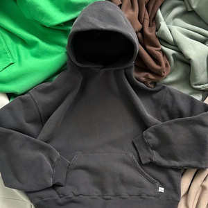 Personnalisé Blanc 500 Vintage Chauffage Gris Blanc Unisexe 100 Doux Français Terry Coton Boxy Baggy Sweat À Capuche Surdimensionné À Capuche - Product Image 2