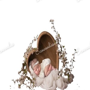 Caja de cesta de fotos pequeña en forma de corazón cama de madera para fotografía de recién nacido para uso en dormitorio Caja de Regalos de fotos - Product Image 2