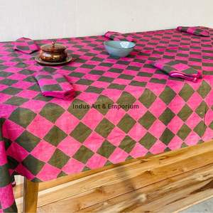 Mantel de Algodón Hecho a Mano en India, Hermoso Mantel de Algodón Estampado a Mano para Bodas, Mantel en Venta - Product Image 5