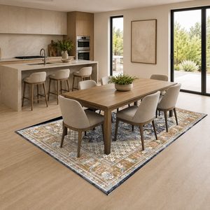 RUGS DEPOT LXDP-0117 Wholesale Terracotta <b>Gold</b> Traditional <b>Medallion</b> Digital Printed Machine Washable Chenille Area Rug Non Slip - Product Image 4