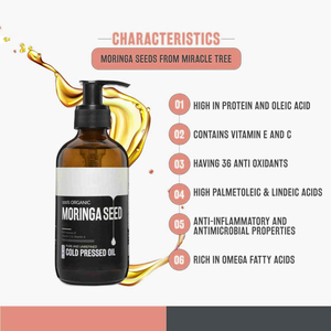 Huile de graines de Moringa oleifera de qualité cosmétique du fabricant huile essentielle de soin capillaire antipelliculaire pressée à froid en vrac - Product Image 3
