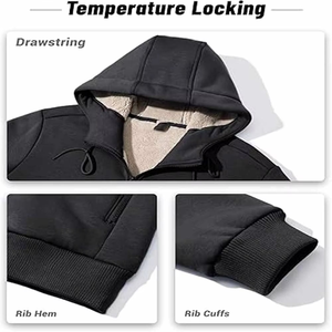 Veste d'hiver chaude à capuche pour homme, dernière mode 2026, doublée en polaire, veste softshell imperméable coupe-vent, sweat à capuche sherpa - Product Image 3