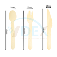 Ensemble de couverts jetables en bois kit jetable en bois cuillère fourchette couteaux en bois vaisselle écologique 160mm compostable