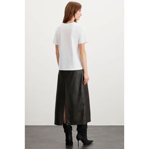 GRIMELANGE Glenda <b>Women's</b> Embroidery Embroidered Regular Fit 100% Organic Cotton Knit Bisiket Neck <b>T</b>-<b>Shirt</b> - Product Image 4