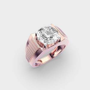 Anillo de compromiso y boda de diamante solitario de banda ancha para hombre, joyería elegante para ocasiones de fiesta, anillo de propuesta para él - Product Image 3