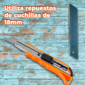 Coltello Professionale Retrattile da 15cm con Lama Intercambiabile in Acciaio Inox da 18mm e Manico in Plastica - Product Image 2