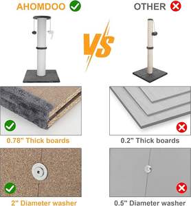 Modern Wood <b>Cat</b> <b>Scratching</b> <b>Post</b> 33 Inches Heavy Duty with Cotton Rope Hanging Ball Mice - Product Image 5